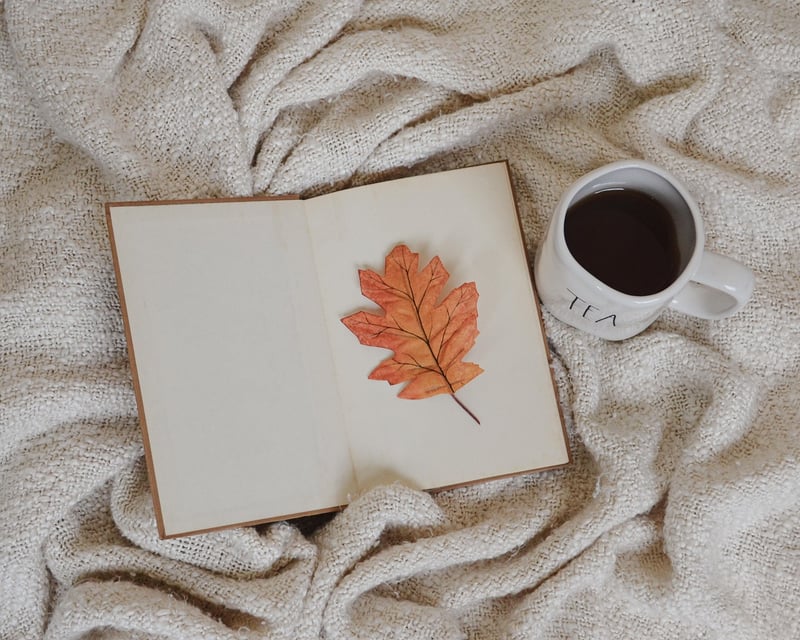 Open book with a cup of tea